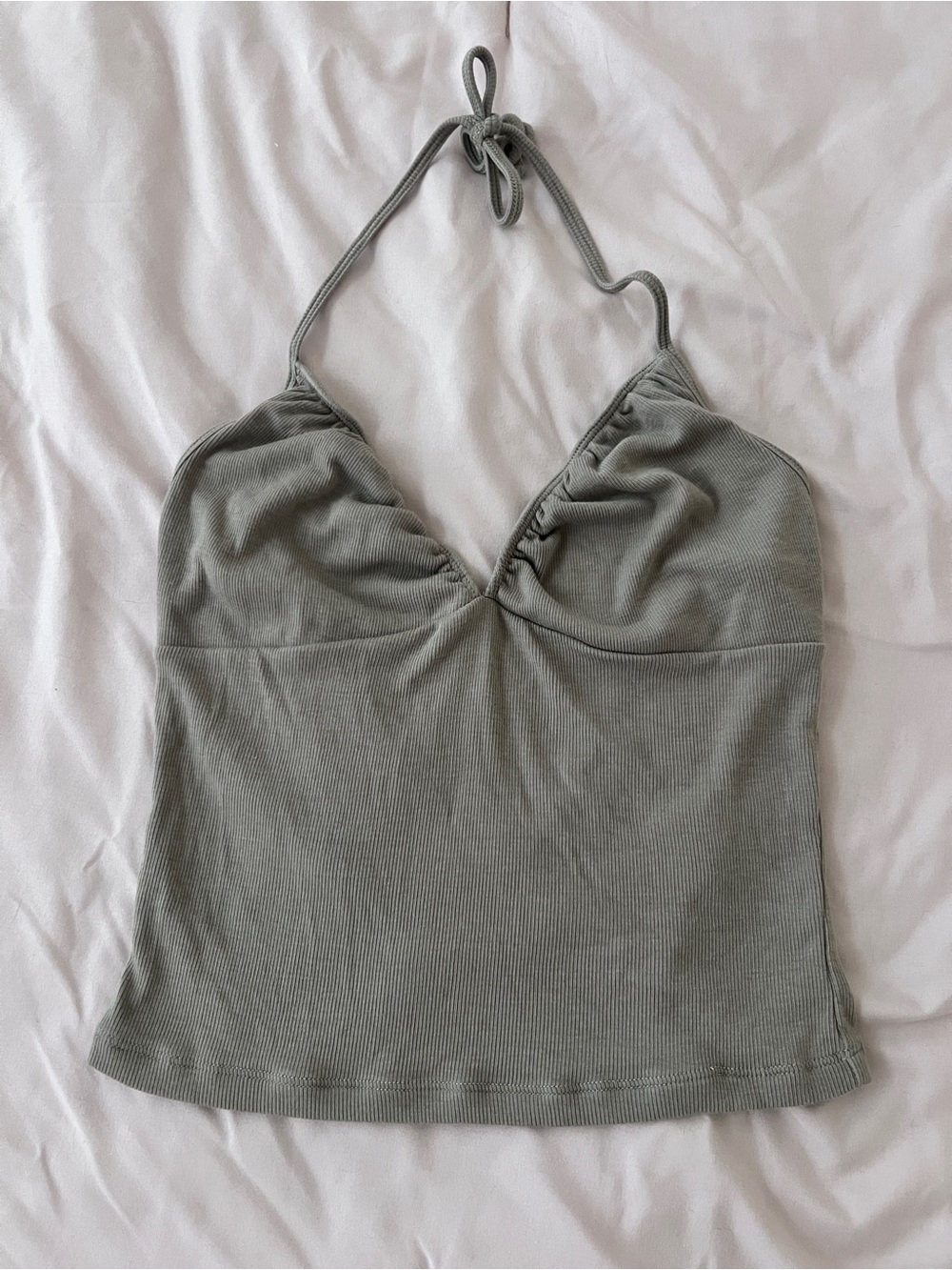 Aritzia Ribbed Halter Cami in Sage